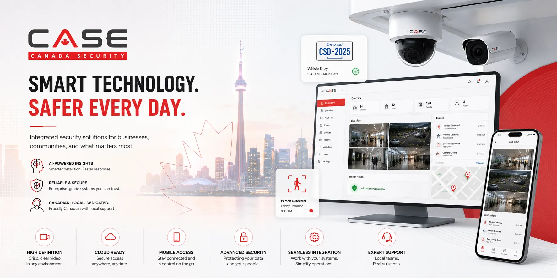 CASE Canada Security smart technology dashboard and camera systems