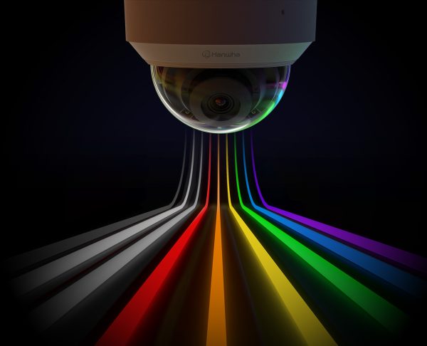 Hanwha Vision camera with multicolor light trails